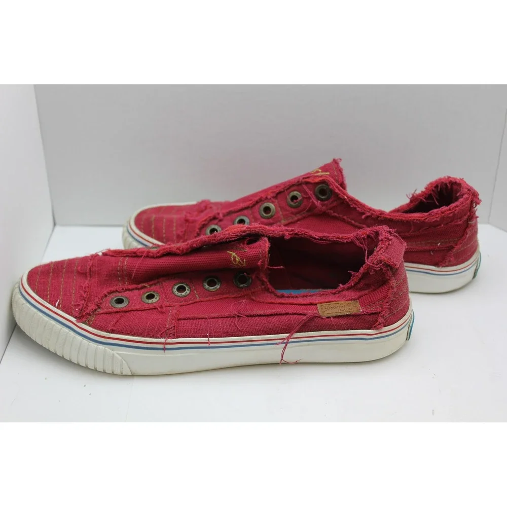 Blowfish Malibu Women's Magenta Pink Canvas‎ Distressed Frayed Slip On Sneakers